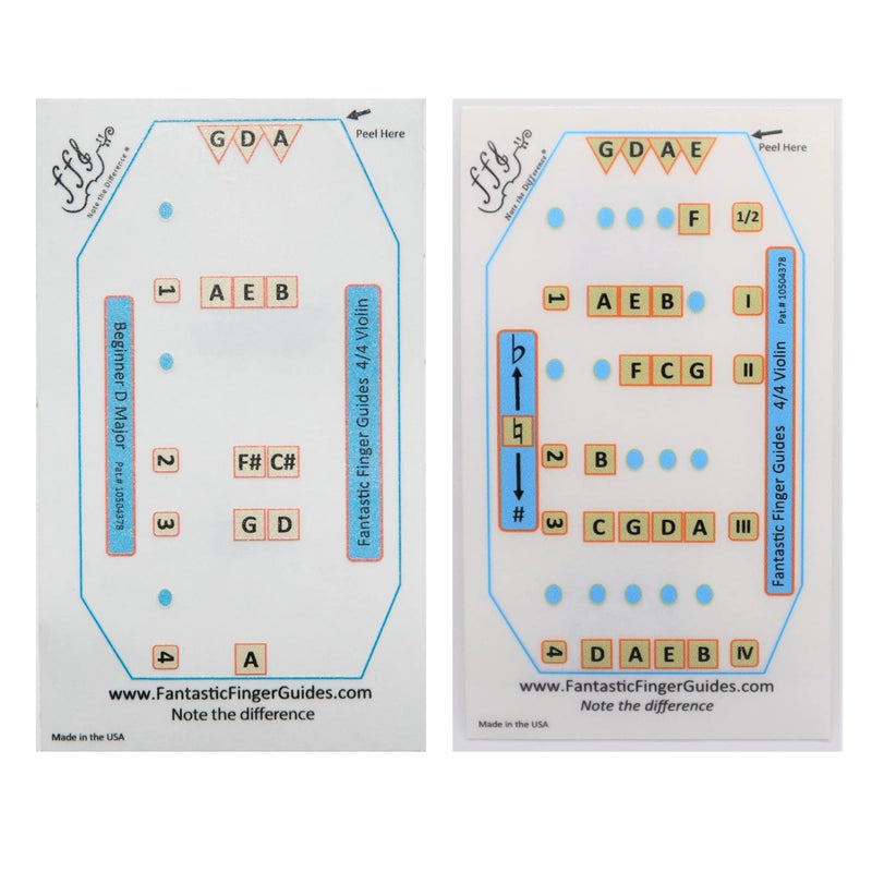 FFG NOTE THE DIFFERENCE Fantastic Finger Guide for Violins - Music Accessories for String Instruments, Fingerboard and Fretboard Stickers, Learn to Play Violin or Fiddle Notes, Combo: D Major and All Notes Guides 4/4 SIZE - Image 3